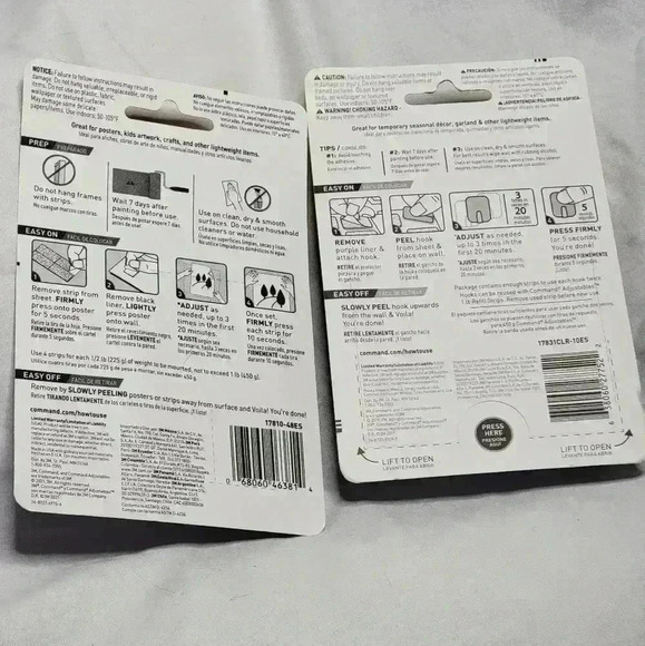 2 Pk Bundle of Brand New Command Adjustables. 48 Poster Strips + 10 1lb Hooks - Picture 3 of 7